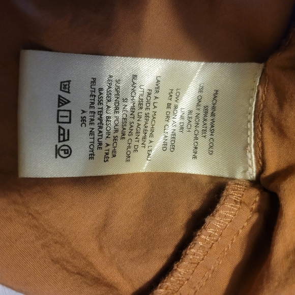 Free People Tan V-Neck Cotton Blouse With Lace Up Detail. Size M - Picture 3 of 7